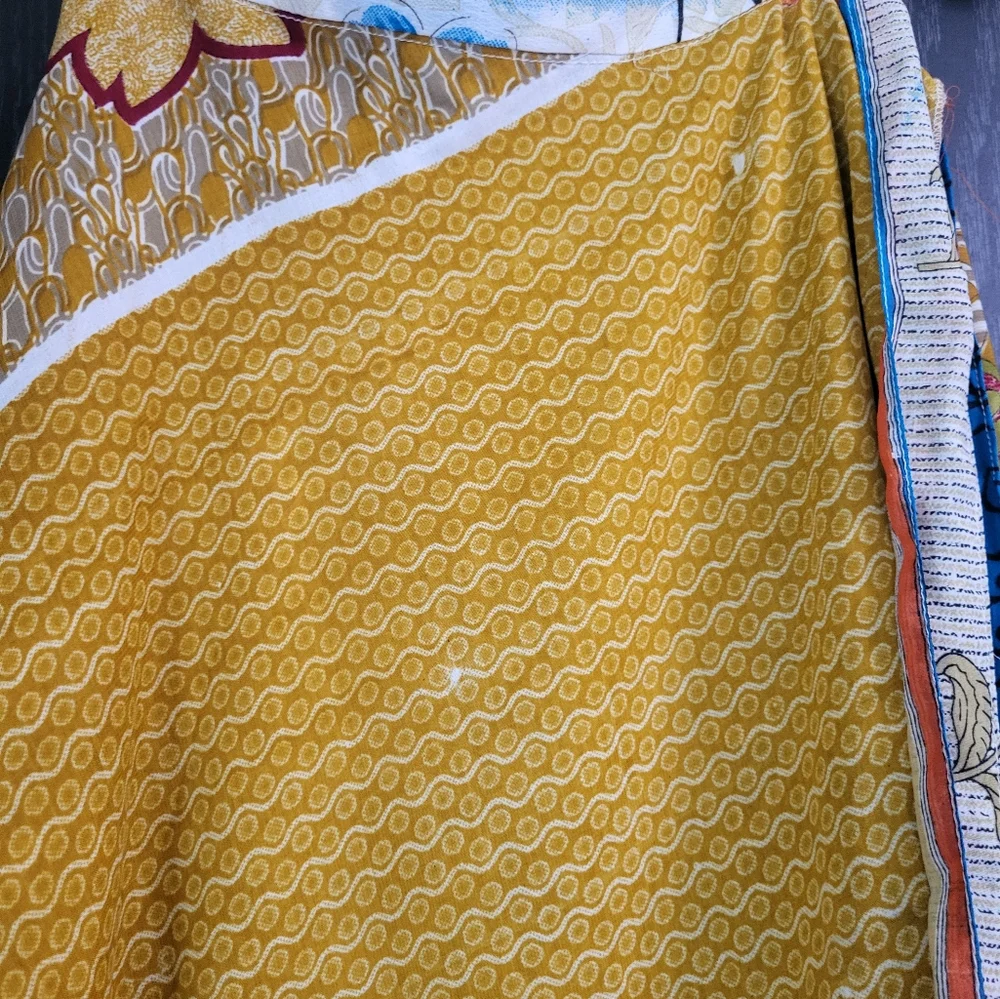 Kariza Yellow and Green A-Line Midi Skirt Or Beach Cover - Picture 8 of 16